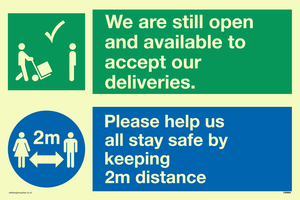 CV6004: We are still open and available to accept our deliveries. Please help us all stay safe by keeping 2m