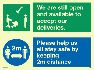 CV6004: We are still open and available to accept our deliveries. Please help us all stay safe by keeping 2m