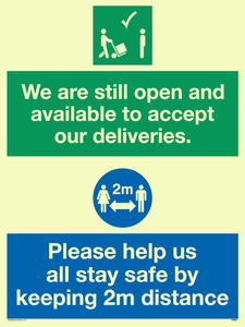 CV6004: We are still open and available to accept our deliveries. Please help us all stay safe by keeping 2m