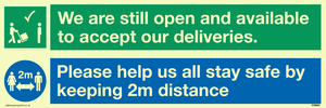 CV6004: We are still open and available to accept our deliveries. Please help us all stay safe by keeping 2m