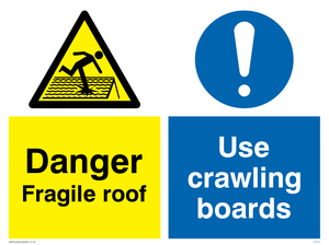 CV610: danger fragile roof use crawling boards
