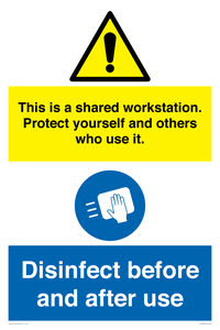 CV7332: This is a shared workstation. Protect yourself and others who use it. // Disinfect before and after use