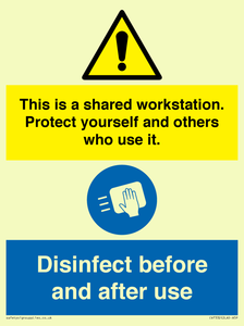 CV7332: This is a shared workstation. Protect yourself and others who use it. // Disinfect before and after use