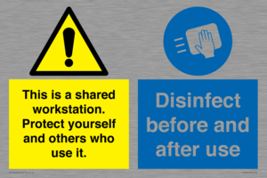 CV7332: This is a shared workstation. Protect yourself and others who use it. // Disinfect before and after use