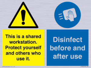 CV7332: This is a shared workstation. Protect yourself and others who use it. // Disinfect before and after use