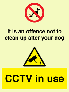 CV7377: It is an offence not to clean up after your dog. CCTV in use