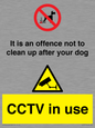 CV7377: It is an offence not to clean up after your dog. CCTV in use