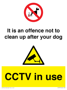 CV7377: It is an offence not to clean up after your dog. CCTV in use