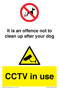 CV7377: It is an offence not to clean up after your dog. CCTV in use