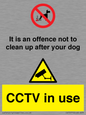 CV7377: It is an offence not to clean up after your dog. CCTV in use