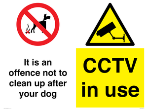 CV7377: It is an offence not to clean up after your dog. CCTV in use