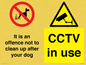 CV7377: It is an offence not to clean up after your dog. CCTV in use