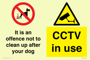CV7377: It is an offence not to clean up after your dog. CCTV in use