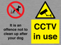CV7377: It is an offence not to clean up after your dog. CCTV in use