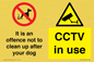 CV7377: It is an offence not to clean up after your dog. CCTV in use