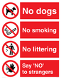 CV7552: Playground Sign - No dogs, No smoking, No littering, Say 'NO' to strangers