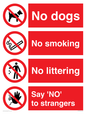 CV7552: Playground Sign - No dogs, No smoking, No littering, Say 'NO' to strangers