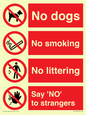 CV7552: Playground Sign - No dogs, No smoking, No littering, Say 'NO' to strangers