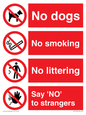 CV7552: Playground Sign - No dogs, No smoking, No littering, Say 'NO' to strangers