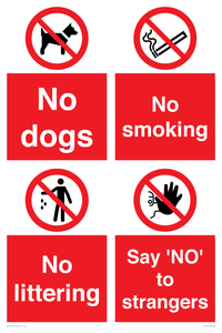 CV7552: Playground Sign - No dogs, No smoking, No littering, Say 'NO' to strangers