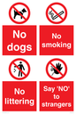 CV7552: Playground Sign - No dogs, No smoking, No littering, Say 'NO' to strangers
