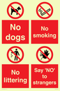 CV7552: Playground Sign - No dogs, No smoking, No littering, Say 'NO' to strangers