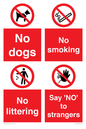 CV7552: Playground Sign - No dogs, No smoking, No littering, Say 'NO' to strangers