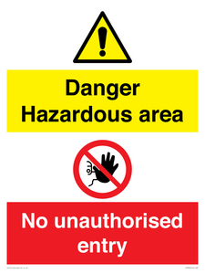 CV7896: Danger Hazardous area No unauthorsied entry