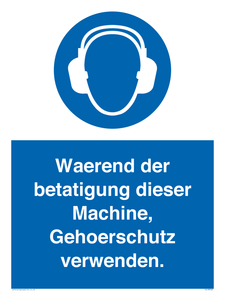 (DE)MP262: Waerend der betatigung dieser Machine, Gehoerschutz verwenden.