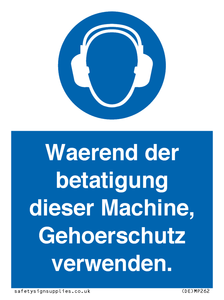 (DE)MP262: Waerend der betatigung dieser Machine, Gehoerschutz verwenden.