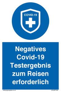 (DE)MP7040: Negatives Covid-19 Testergebnis zum Reisen erforderlich