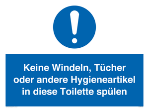 (DE)MV5723: Keine Windeln, Tücher oder andere Hygieneartikel in diese Toilette spülen