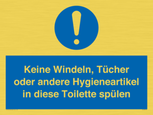 (DE)MV5723: Keine Windeln, Tücher oder andere Hygieneartikel in diese Toilette spülen