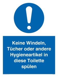 (DE)MV5723: Keine Windeln, Tücher oder andere Hygieneartikel in diese Toilette spülen
