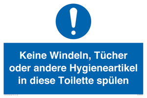 (DE)MV5723: Keine Windeln, Tücher oder andere Hygieneartikel in diese Toilette spülen