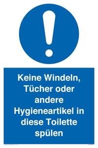 (DE)MV5723: Keine Windeln, Tücher oder andere Hygieneartikel in diese Toilette spülen
