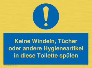 (DE)MV5723: Keine Windeln, Tücher oder andere Hygieneartikel in diese Toilette spülen