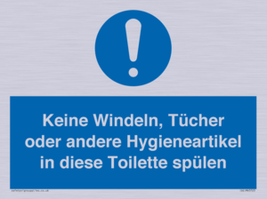 (DE)MV5723: Keine Windeln, Tücher oder andere Hygieneartikel in diese Toilette spülen