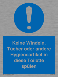 (DE)MV5723: Keine Windeln, Tücher oder andere Hygieneartikel in diese Toilette spülen