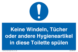 (DE)MV5723: Keine Windeln, Tücher oder andere Hygieneartikel in diese Toilette spülen