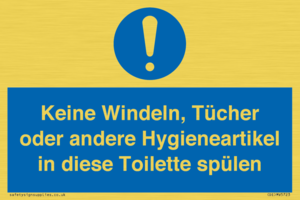 (DE)MV5723: Keine Windeln, Tücher oder andere Hygieneartikel in diese Toilette spülen