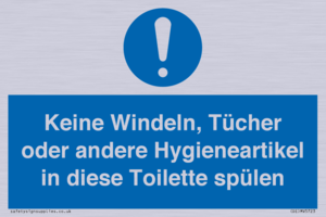 (DE)MV5723: Keine Windeln, Tücher oder andere Hygieneartikel in diese Toilette spülen