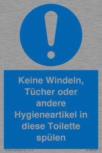 (DE)MV5723: Keine Windeln, Tücher oder andere Hygieneartikel in diese Toilette spülen