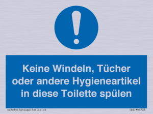 (DE)MV5723: Keine Windeln, Tücher oder andere Hygieneartikel in diese Toilette spülen