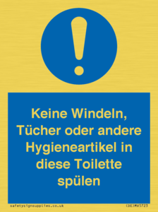 (DE)MV5723: Keine Windeln, Tücher oder andere Hygieneartikel in diese Toilette spülen