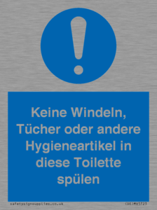 (DE)MV5723: Keine Windeln, Tücher oder andere Hygieneartikel in diese Toilette spülen