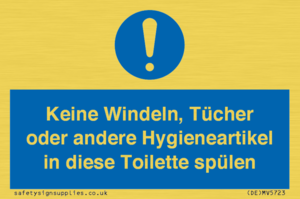(DE)MV5723: Keine Windeln, Tücher oder andere Hygieneartikel in diese Toilette spülen