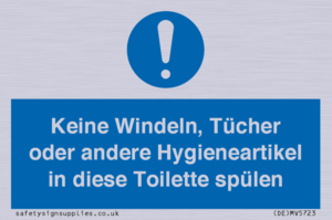 (DE)MV5723: Keine Windeln, Tücher oder andere Hygieneartikel in diese Toilette spülen