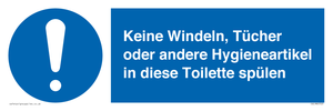 (DE)MV5723: Keine Windeln, Tücher oder andere Hygieneartikel in diese Toilette spülen