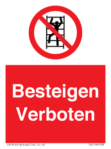 (DE)PA1438: Besteigen Verboten